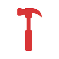 Hammer vector icon. Red symbol