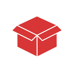 Open box vector icon. Red symbol