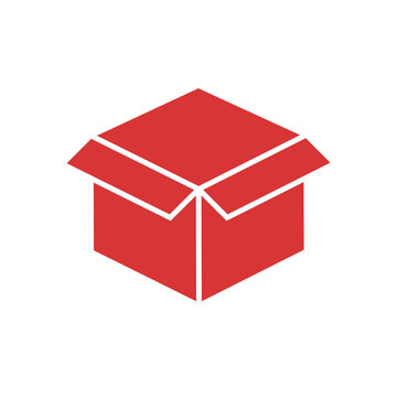 Open box vector icon. Red symbol