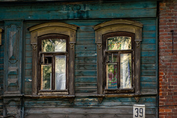 windows in a historic wooden house