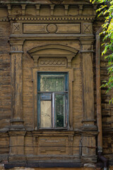 windows in a historic wooden house