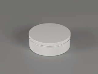 3d rendering, mockup of an isolated empty metal tin for creams and cosmetics