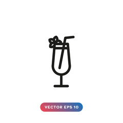 Cocktail glass icon vector on white background