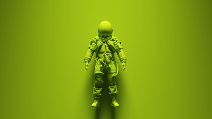 Green Escape Suit Spaceman Astronaut Cosmonaut with Bright Green Background 3d illustration render