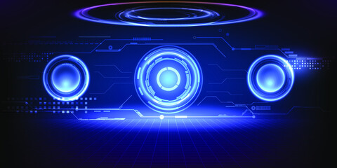 Futuristic sci-fi digital technology layout stage for showcase and display screen.Vector illustrations. 