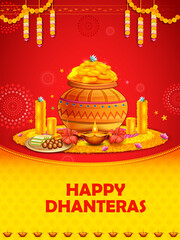 Dhanteras celebration on Happy Diwali light festival of India background