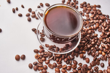 natural coffee Hot drink spilled grains caffeine pattern