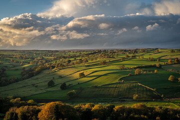 English Countryside in Autumn at Dusk