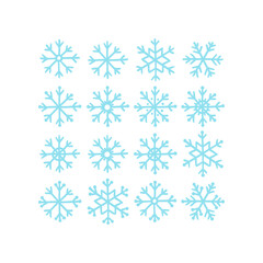 Set of 16 doodle snowflakes