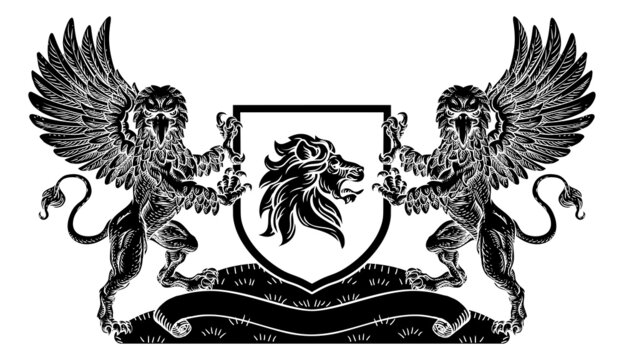 Crest Lion Griffin Coat of Arms Griffon Shield