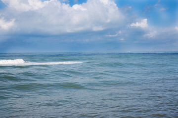 Fototapeta na wymiar Sea, blue background. Concept of calm, nature, simplicity