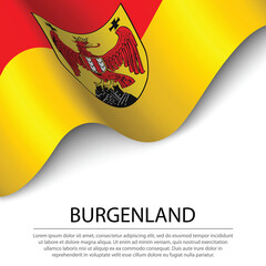 Waving flag of Burgenland is a state of Austria on white backgro - obrazy, fototapety, plakaty