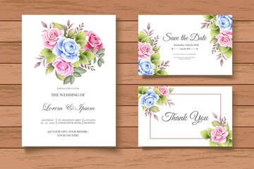 Elegant Hand Drawing Floral Wedding Invitation Card