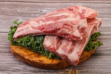 Raw pork ribs for cooking