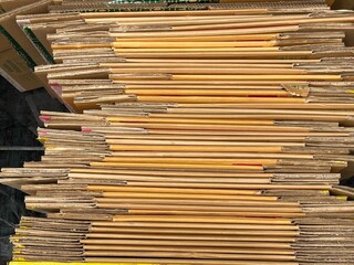 A pile of reusable cardboard boxes