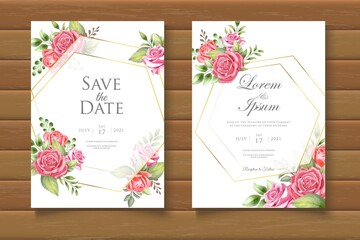 Elegant Hand Drawing Floral Wedding Invitation Card
