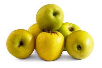 Pommes Golden sur fond blanc	