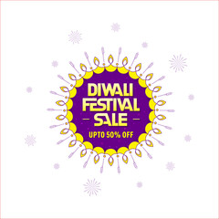 Banner design with vector lamp and rocket background for Diwali Festival celebration sale offer logo unit.