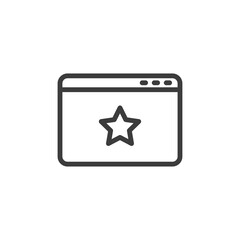 Webpage with star icon. Bookmark or review concept.
