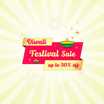 Diwali festival sale offer logo unit with lamp and shine graphics, Diwali celebration background, Banner, Logo Design, Icon, Poster, Unit, Label, Web Header, Vector, illustration, Tag.