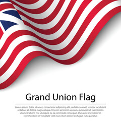 Waving Grand Union Flag on white background. Banner or ribbon te