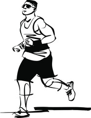 the vector illustration of the running fit athlete