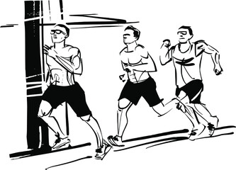 the vector illustration of the running fit athletes