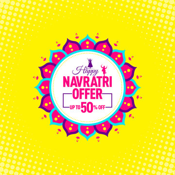 Navratri Festival Offer, Template, Banner, Logo Design, Icon, Poster, Unit, Label, Web Header, Vector, illustration, Tag, Diwali Celebration background, Sign, Symbol, 50%off, Modern logo.