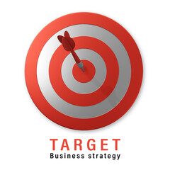Red dart hit on dartboard on white background. Business target concept. 3D rendering and illustration with clipping path.