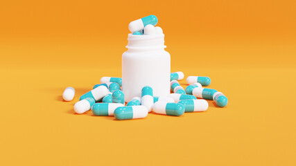 Pills with medicine bottle