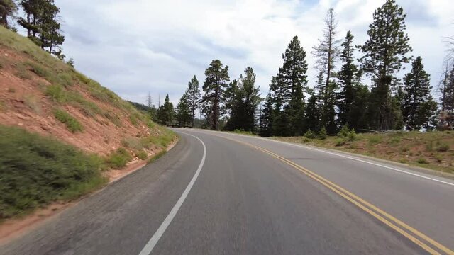 Driving Plate Bryce Canyon Scenic Drive Northbound Multicam Set 06 Rear View Forest Utah Southwest USA
