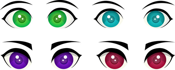 Set of eyes in anime style