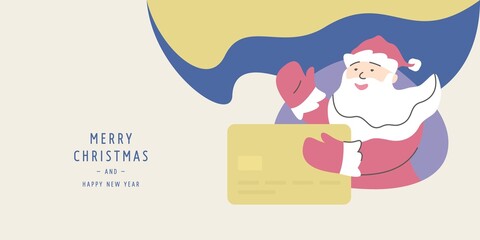 Santa Claus gives a golden gift card