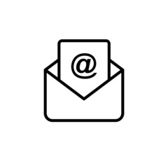 Email icon isolated on white background. Open envelope icon. Mail symbol for website design, mobile application, ui. Vector illustration. Eps10