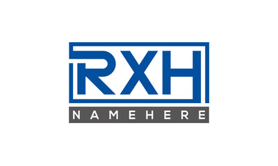 RXH Letters Logo With Rectangle Logo Vector