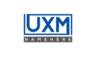 UXM Letters Logo With Rectangle Logo Vector