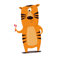 Tiger. Greeting card  isolated on white background. Vector EPS 10
