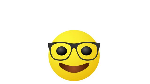 smile icon with eye in glasses on white background