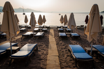 An empty beach during summer in Turkey in 2020, result of the Covid-19 pandemic