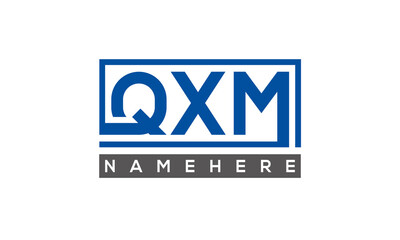 QXM Letters Logo With Rectangle Logo Vector