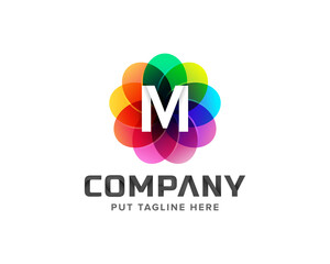 Colorful letter initial m logo for company