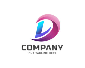 Colorful letter initial d logo for company