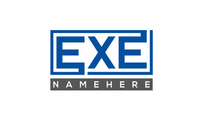 EXE Letters Logo With Rectangle Logo Vector