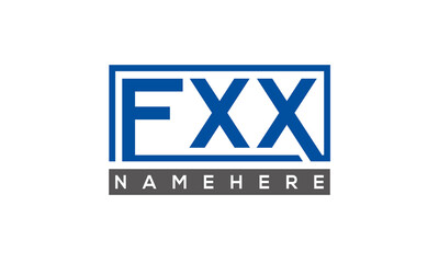 FXX Letters Logo With Rectangle Logo Vector