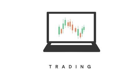 Trading Icon. Vector isoalted editable trading icon with a laptop