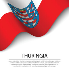 Waving flag of Thuringia is a state of Germany on white backgrou