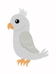 Beautiful tropical bird in scandinavian style. Vector illustration of parrot on white background