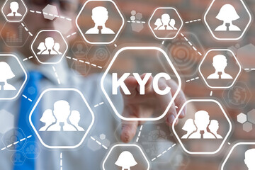 Concept of KYC Know Your Customer. KYC Financial Client Authentication. - obrazy, fototapety, plakaty