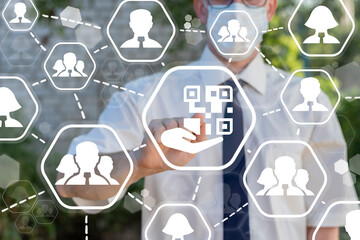 Concept of qr code pass. Qrcode pandemic skip technology.