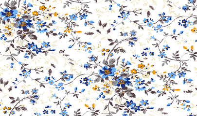 Seamless tile of floral print/design at life-size scale for fabric and textile printing. Easy to edit and recolor for your fashion, interior, and design projects.
